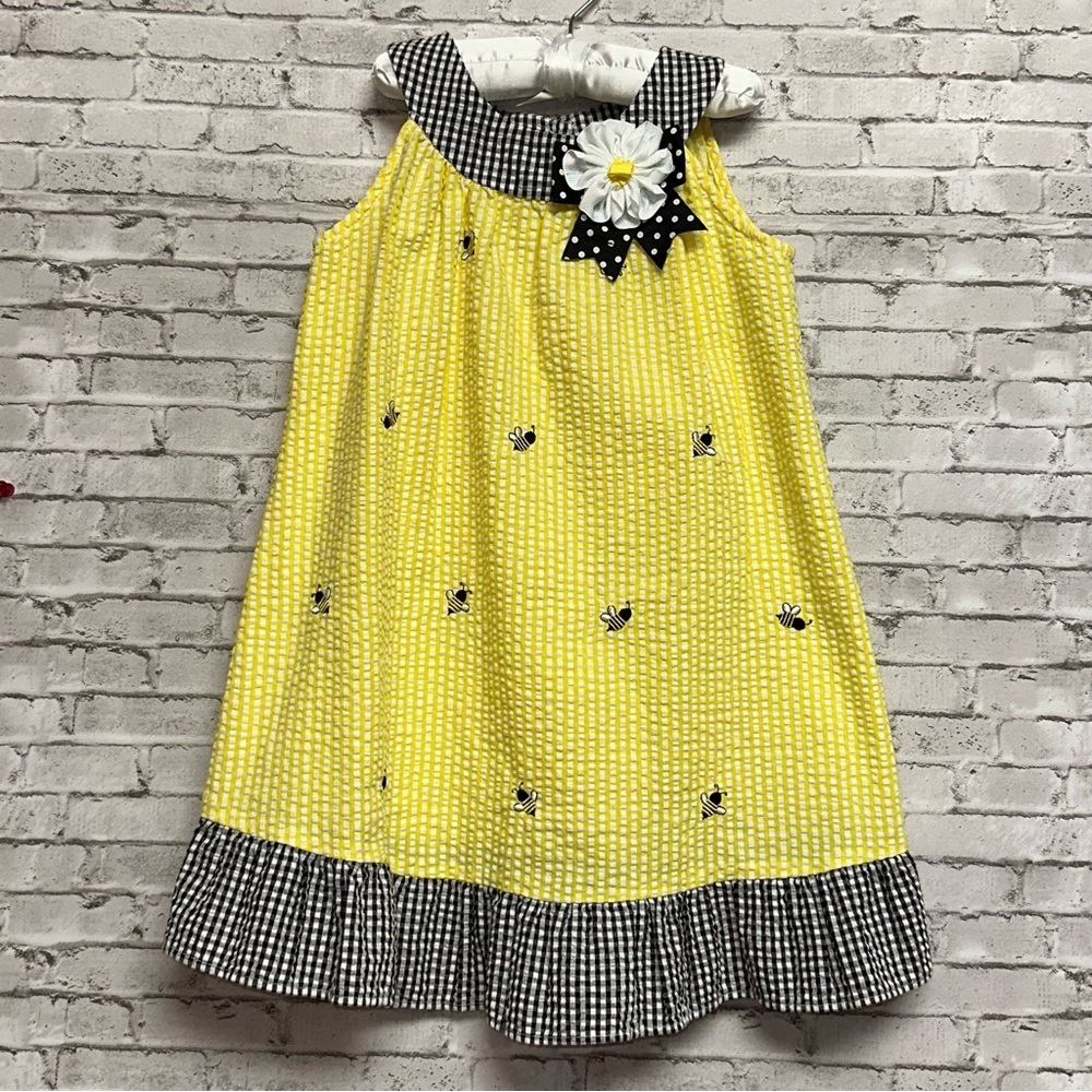 Emily Rose Girl Size 5 Sundress Dress Seersucker Bees Flower